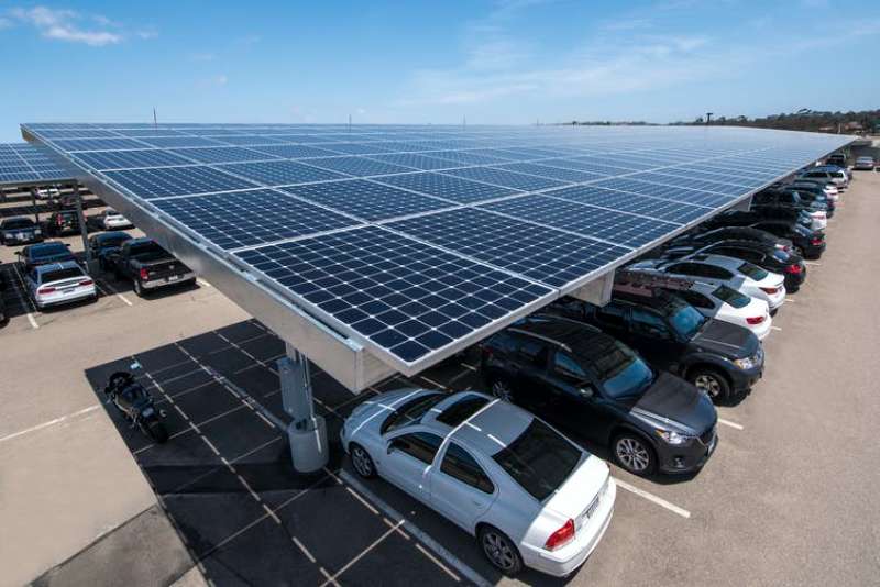 Car Parking Shades with Solar Paneles on Top